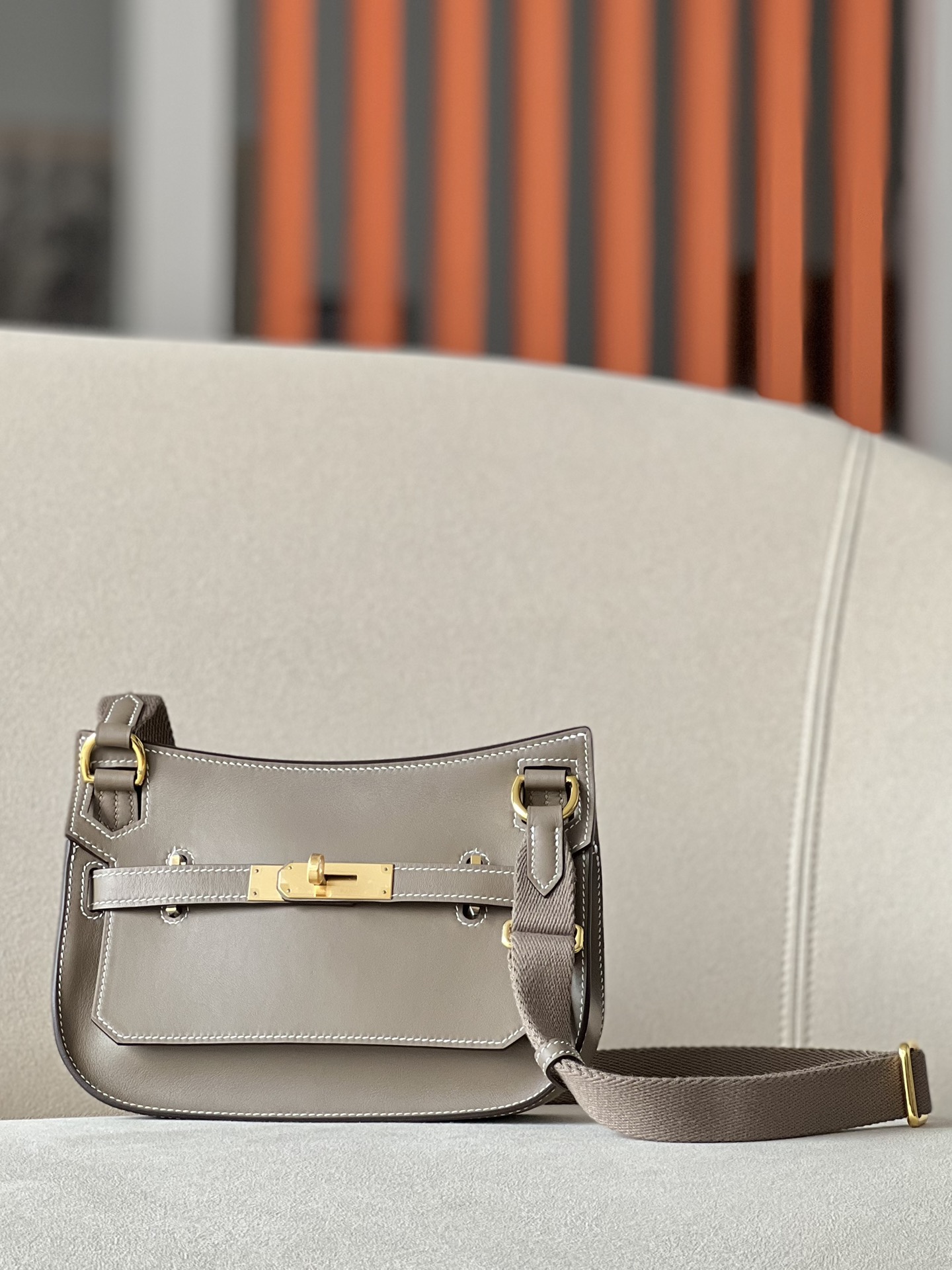 Hermes Jypsiere Mini Shoulder Bag In Gris Mouette Swift Leather